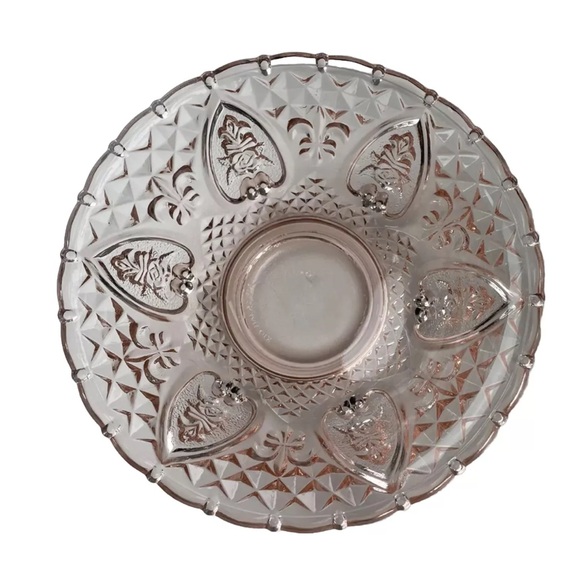 Kig Pink Depression Glass Flowers & Hearts Trinket/Candy Dish With Lid 7 Inches - Picture 8 of 10